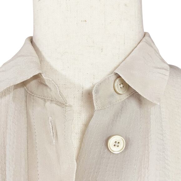 ACNE Vintage Y2K Old Tag Sheer Ivory Textured Silk Button-Up Blouse 34 (US XS/2) - Picture 4 of 9
